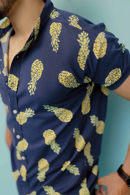 Navy Blue Pineapple Print
