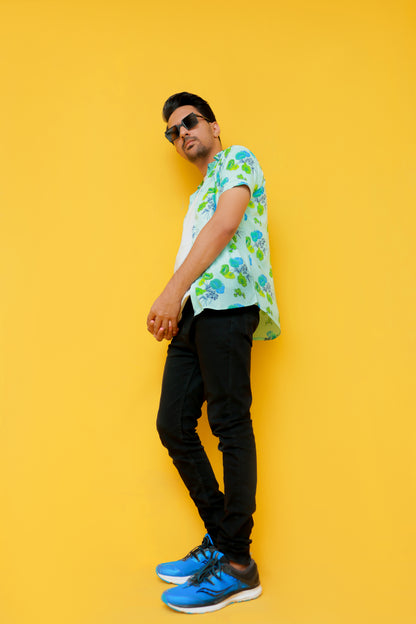 Men's Aqua Floral Shirt
