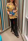 Yellow Floral Printed button-down Shirt
