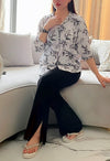 White Tropical Printed button-down Shirt