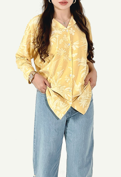 Yellow Flourishes button-down Shirt