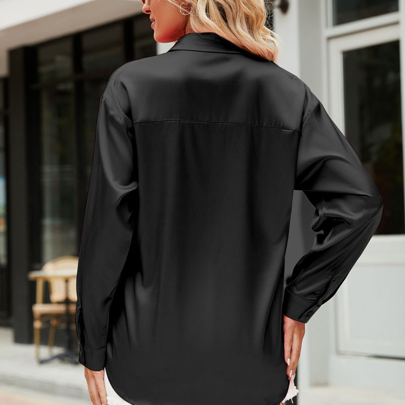 Black Silk button-down top