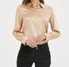 Golden Glimmer Silk Charm Button-Down Top