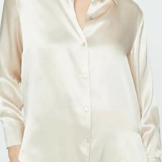 Ivory Silk button-down top