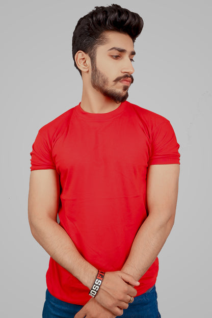 MEN'S RED CREW NECK BASIC TEE