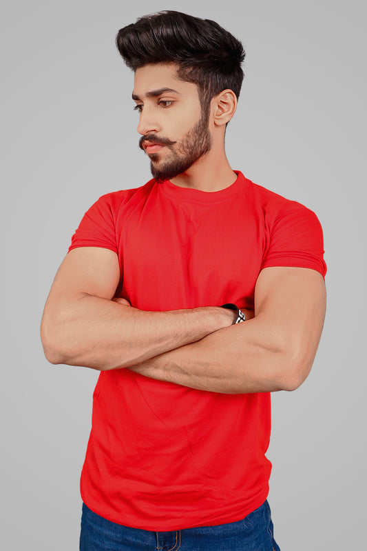 MEN'S RED CREW NECK BASIC TEE