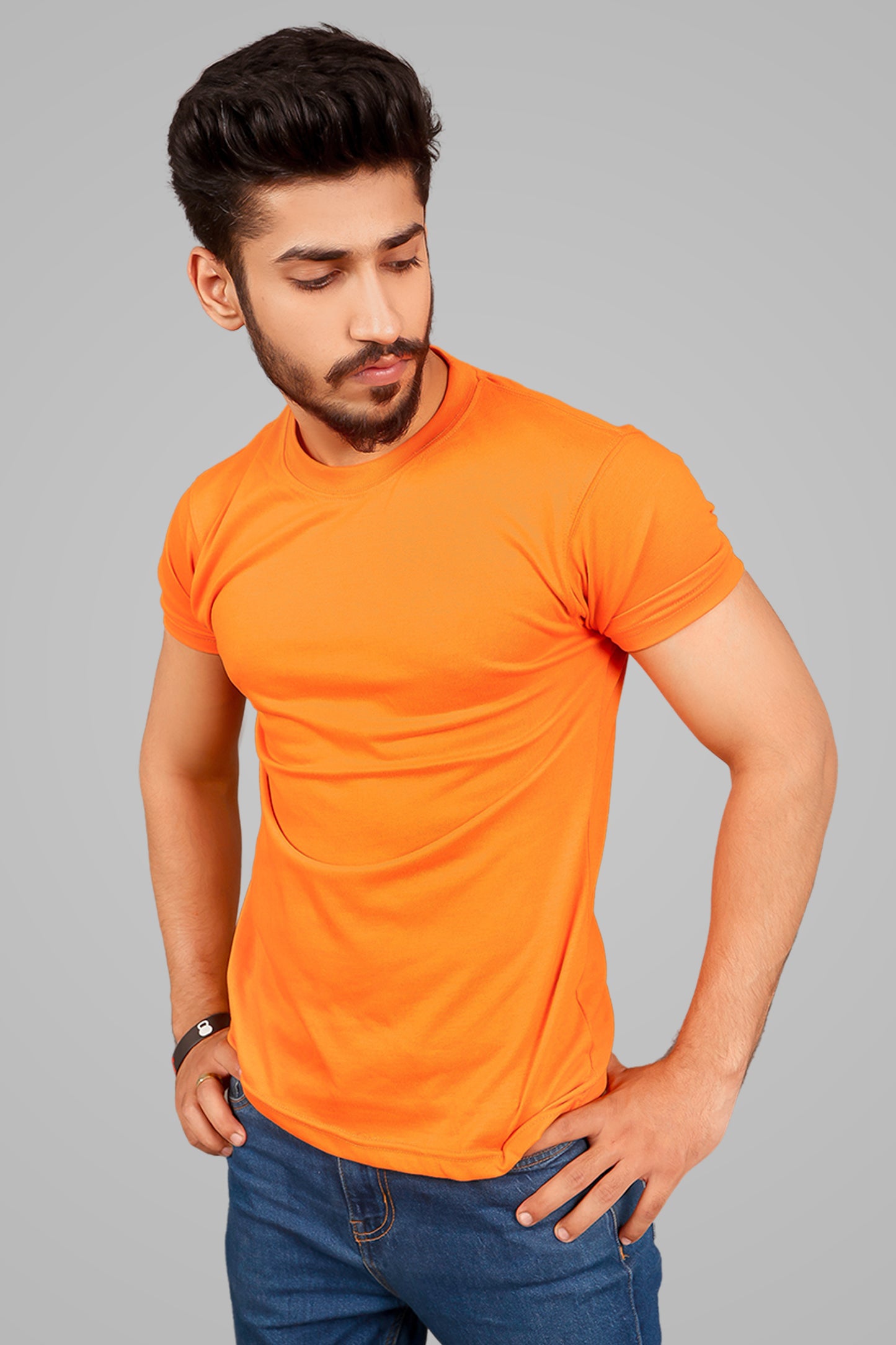 MEN'S ORANGE CREW NECK BASIC TEE