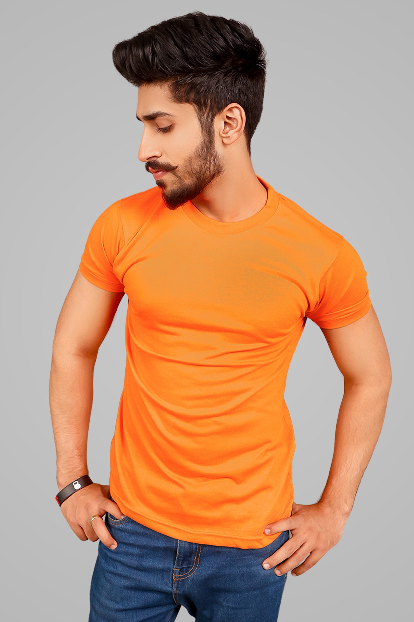 MEN'S ORANGE CREW NECK BASIC TEE