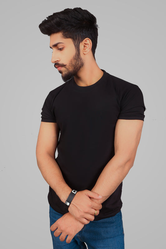 MEN'S BLACK CREW NECK BASIC TEE