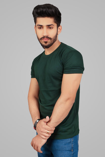 MEN'S GREEN CREW NECK BASIC TEE