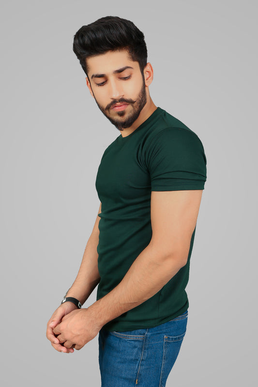 MEN'S GREEN CREW NECK BASIC TEE