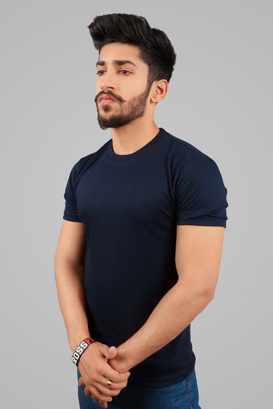 MEN'S NAVY BLUE CREW NECK BASIC TEE