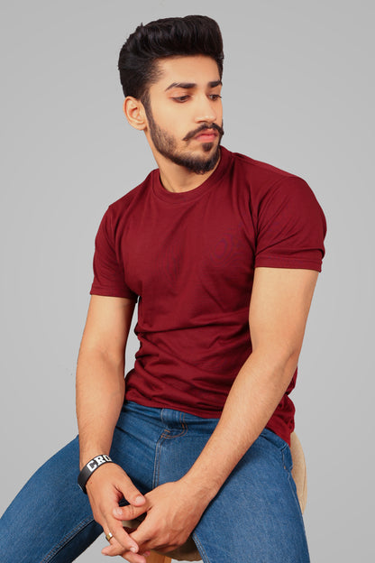 MEN'S MAROON CREW NECK BASIC TEE